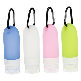 Baluue Travel Bottles Keychain Set 4pcs Reusable Empty Lotion Bottles Carabiner Caravan Containers