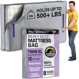 Twin XL Mattress Bags For Moving - Heavy Duty 10 Mil Thick Zippered Mattress Cover For Moving w 8 Carrying Handles - Moving Mattress Protector Bag - Waterproof Plastic Mattress Storage Bag (Twin XL)