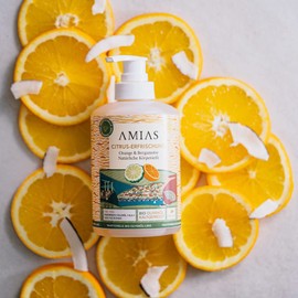 AMIAS - Orange & Bergamot Shower Gel 300 ml | Vegan, Free from Palm Oil, SLS and Parabens | 100% Natural Oils, Organic Olive Oil | No Drying Out, Shower Gel Men, Shower Gel Women
