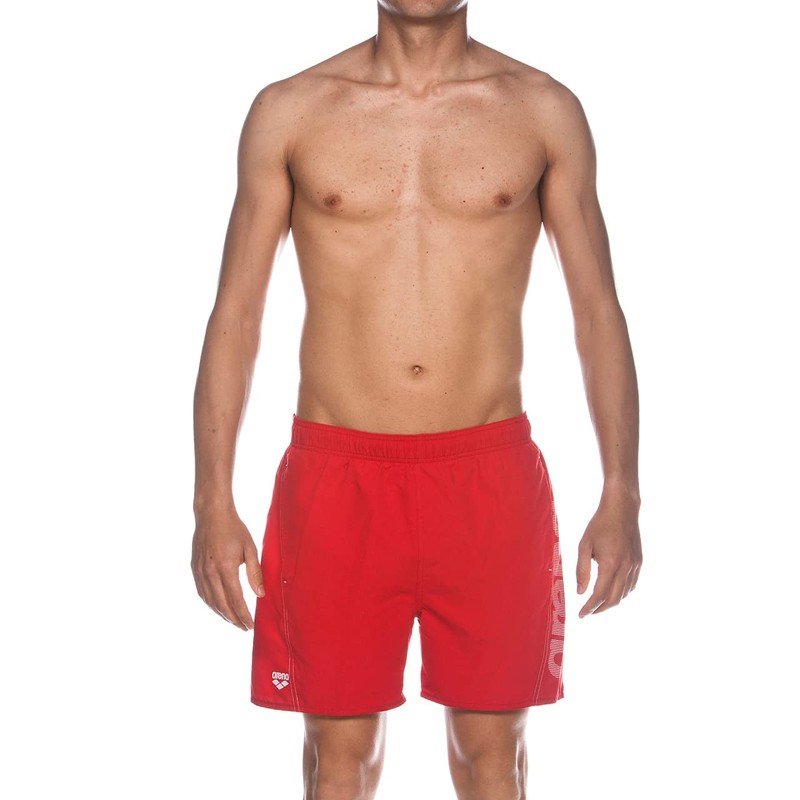 arena Men's Fundamentals Logo Beach Short, Red/White, Medium