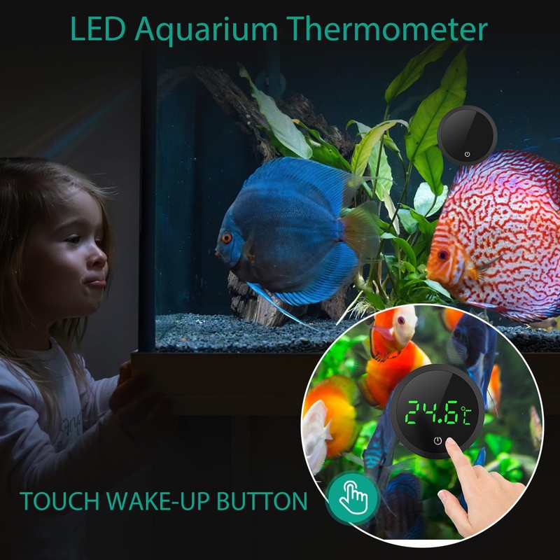 ORIA Aquarium Thermometer, LED Display Digital Temperature Meter Aquarium (℃),