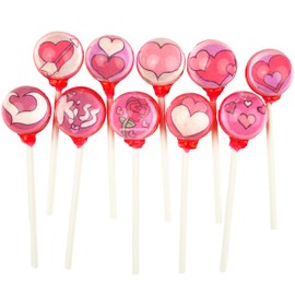 Lovely Hearts Picture Lollipops (10 Designs), Watermelon, Gift Package, Valentines Day Gift, Handcrafted by Sparko Sweets