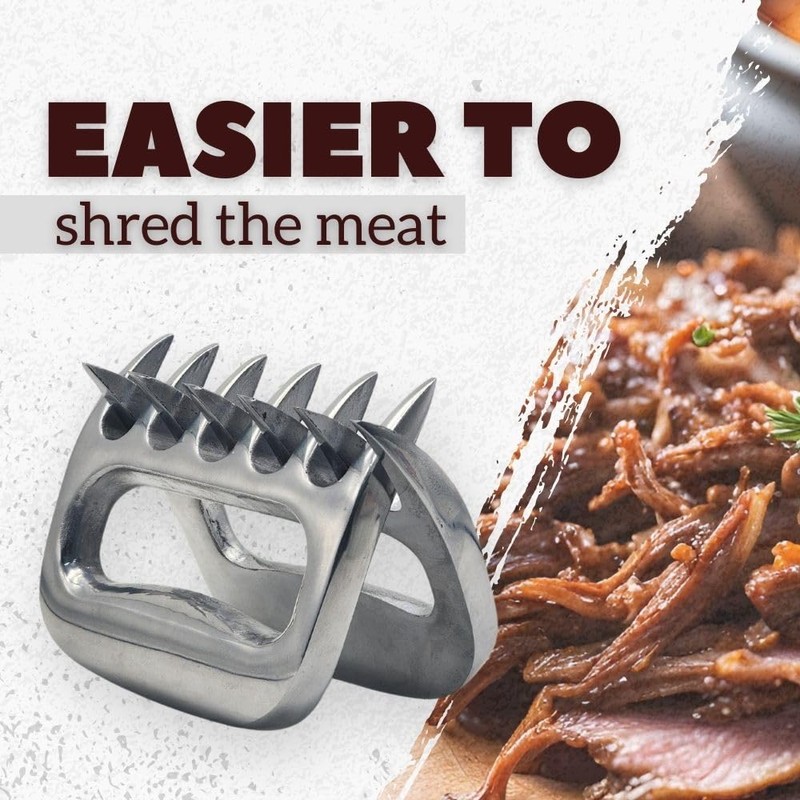 WOODBULL Premium Aluminum Polished Bear Claw Set Meat Shredder, Meat