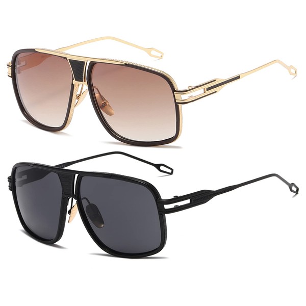 AEVOGUE Sunglasses For Men Goggle Alloy Big Frame Metal Punk