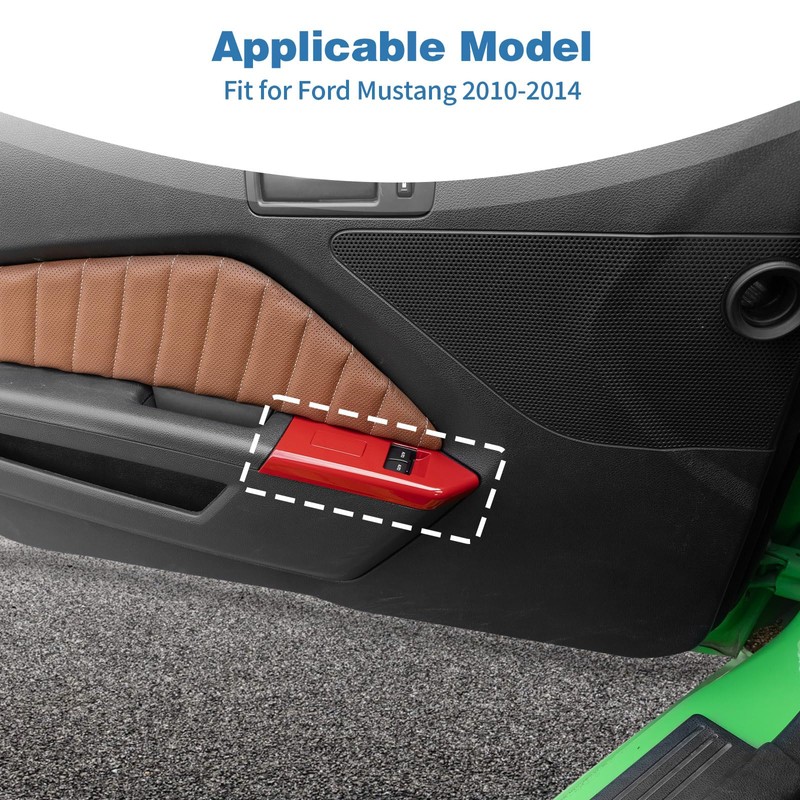 PDKLIN for Mustang Power Window Switch Panel Cover Trim Red