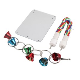 Bird Mirror Toy Colorful Chewing Standing Parrot Perch Mirror with Bell String for Parakeets Cockatiels