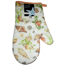 Mainstream COASTAL OVENMITT ~ 7" X 12" ~ SEASHELLS ~ 100% Cotton