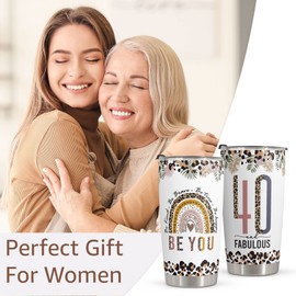 Macorner 40th Birthday Gifts for Women - 40 & Fabulous Tumbler 20oz - 40 Years Old Birthday Gifts Idea for Women - Gifts for Women Besties Friends Sister Coworker Mom Wife Her Turning 40