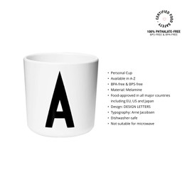 Design Letters Melamine Sippy Cups for Baby 7 Oz Grey| Kids Cups Designed in Denmark Reusable Cup for Baby 6+ Month|Learning Cup BPA/BPS Free | Children Drinking Cup Dishwasher Safe, Toddler Cup