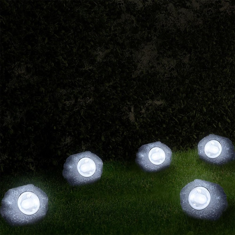 LED Solar Außenleuchte Stein grau Garten Dekoleuchte Gartenlampe Außendekoration