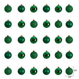 Nearly Natural Holiday Christmas 30 Count 2.5in. Shatterproof Ornament Set with Re-Useable Storage Container