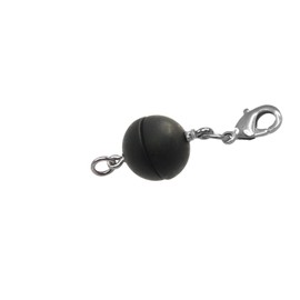 Creative-Beads Magnetic Clasp for Necklaces and Jewellery, Ball, Round, 10 mm, with Stainless Steel Carabiner and Eyelet, Matte Black