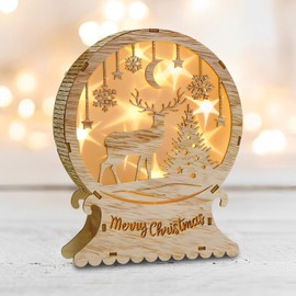 Ycaaeo Christmas Decoration Lighting Made of Wood, LED Elk Christmas Decoration Lighting Wood, Christmas Decoration Indoor LED Christmas Lighting Made of Wood Window Lighting for Indoor Balcony