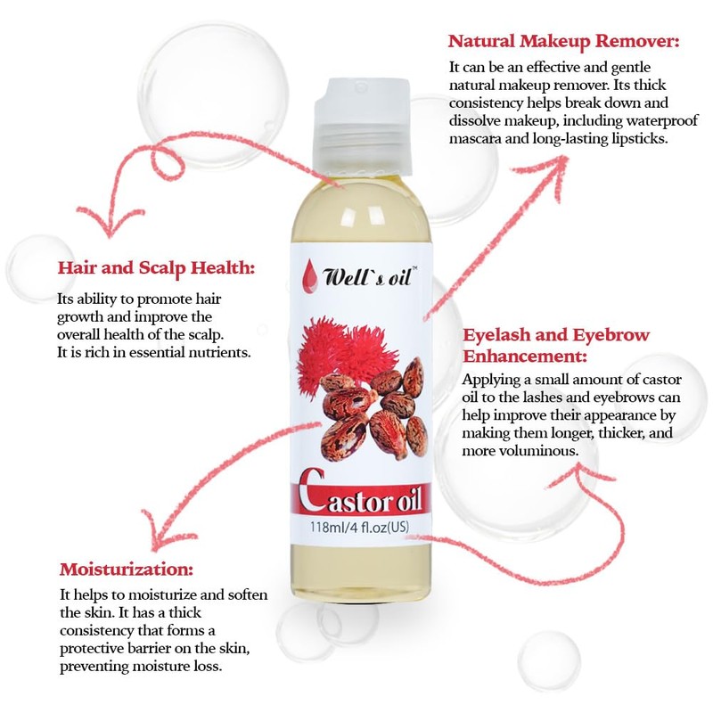 Well's Oil CASTOR OIL | 4oz(118ml) | All-Natural | For