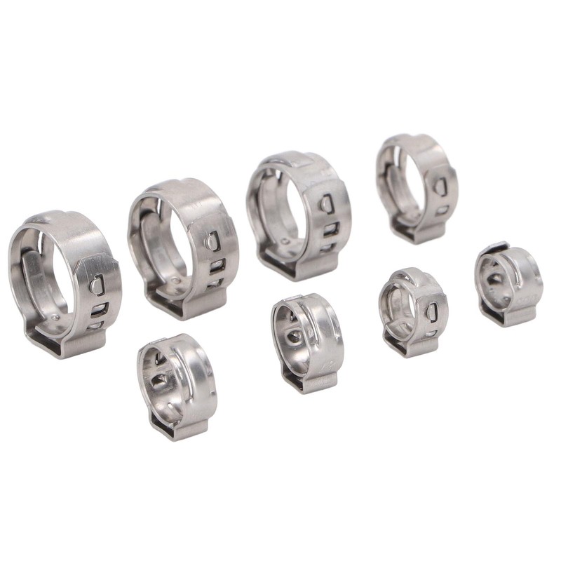 70Pcs Single Ear Hose Clamp Kit Stainless Steel Stepless 9