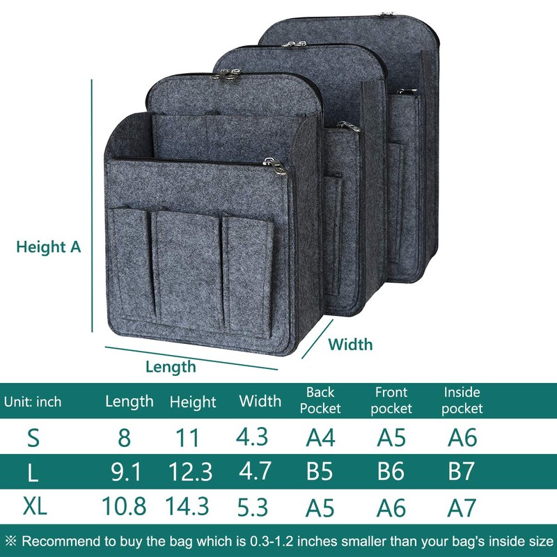 APSOONSELL Backpack Organizer Insert, Felt Bag Organizer for Backpack Rucksack