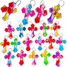colorbopop 20 Packs Bulk Mini pop Bubble Fidget Cross Keychain Toys,Summer Party Favors Gifts,Classroom Students Prizes,Boys Girls Birthday Small Gifts .