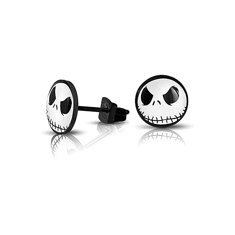 316L Surgical Stainless Steel Jack Skellington Round Circle Button Stud