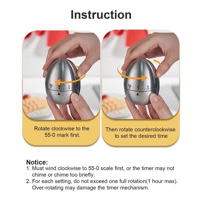 INTRESTIN Kitchen Timer for Cooking, 60 Minutes Mechanical Timer -