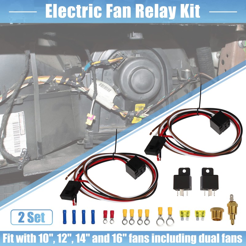 X AUTOHAUX Dual Electric Fan Relay Kit with Thermostatic Sensor