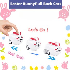 HenfuME Pack of 24 Easter gifts for children, 12 Easter bunny toy cars, 12 Easter eggs decoration, Easter eggs, rabbit clockwork toy car, rituals Easter egg, Easter party favours, perfect as an Easter