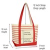 DALIX Large Stripe Tote Deluxe Shoulder Bag Cotton Canvas in