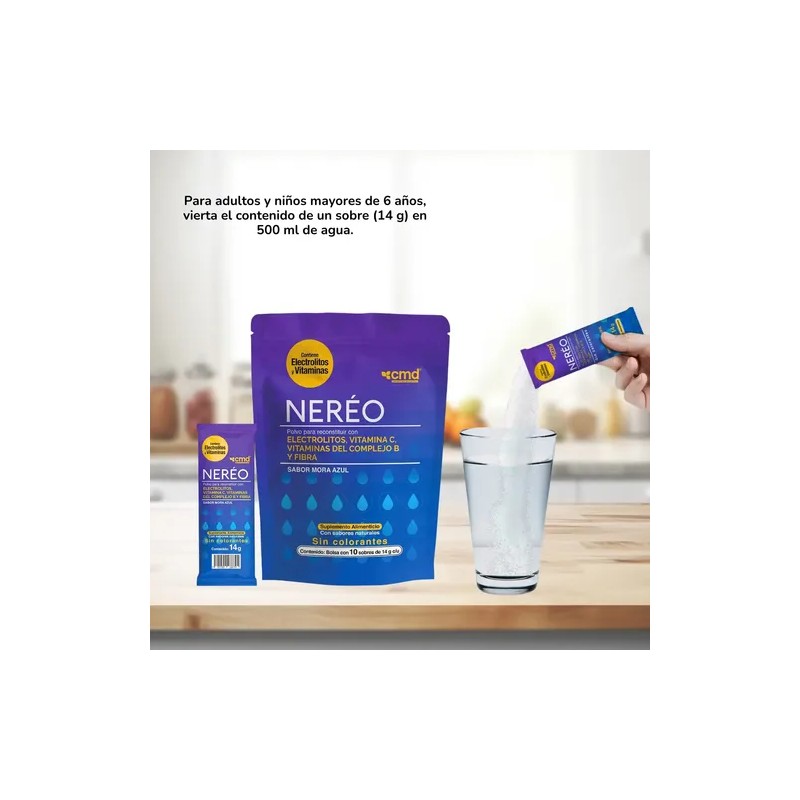 Neréo Suplemento Alimenticio 10 Sobres 14 G Multivitamínico Sabor Mora