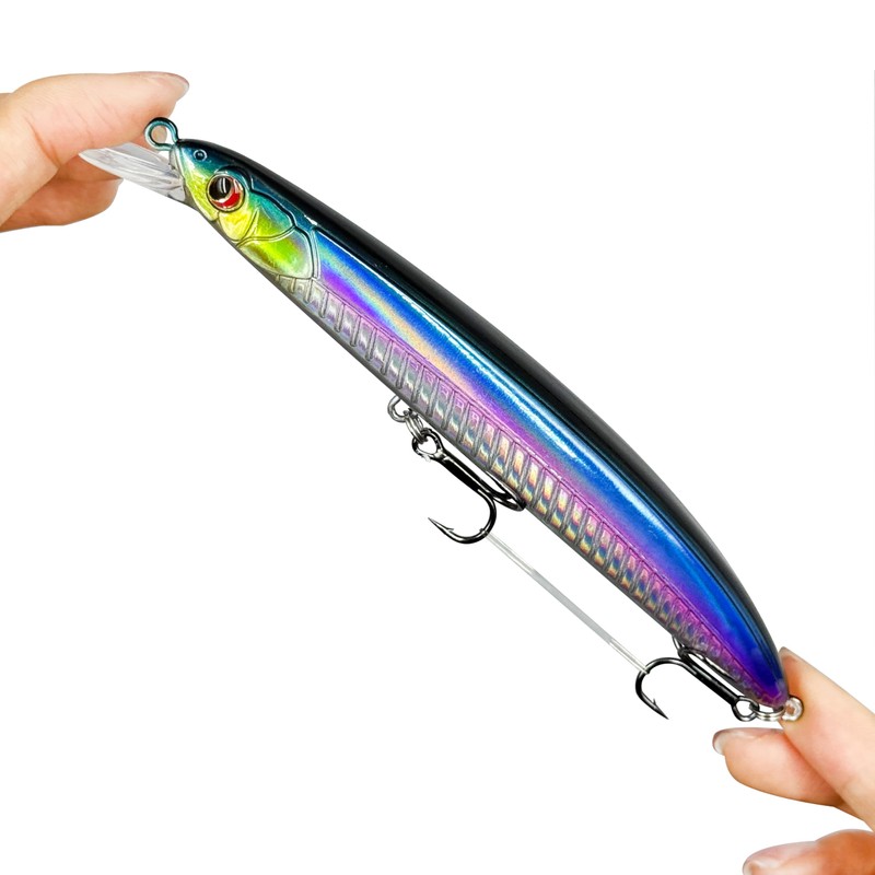 Fishing Lure Set with Sound Bead, Multicoloured Coating, 3 Hooks,
