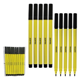 ZOFAX Felto Felt Tip Colouring Pens, BLACK, Fine Point, Pack of 10, Felt Tip Pens for School Office Home Everyday Use, Ideal for Draw Sketch Write Mark Colour