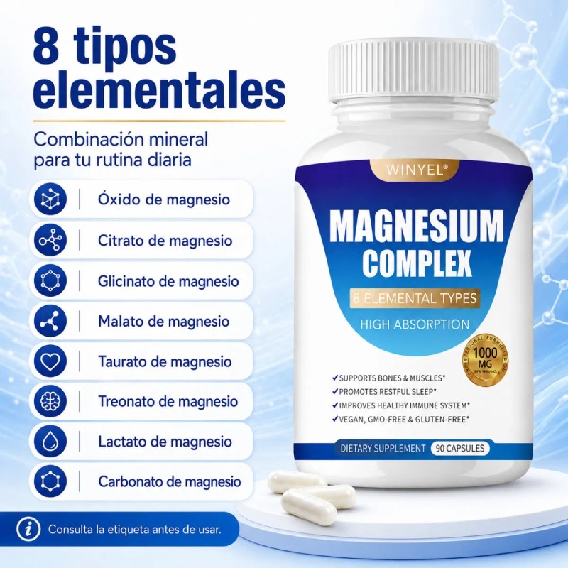 Magnesio Complejo Ocho Tipos Fórmula Nutricional Diaria Plus