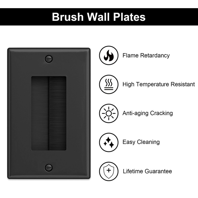 Iwillink Brush Wall Plate (2 Pack), Cable Pass Through Insert
