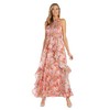 R&M Richards Women's Bright Floral Satin Peplum Halter Maxi Dress