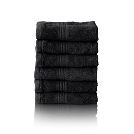 Glart Premium Terry Towel Set, Terry Towel Series in 6 Colours and 5 Sizes, Colour: Black, 6 x Face Towels 30 x 30 cm