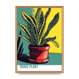 Lithobee - Serpentine Stories Vibrant Snake Plant Home Wall Art Prints - A2 Gold Ornate Frame