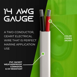 GearIt 14/2 AWG OFC Marine Speaker Cable - Tinned Copper Wire - Length: 50 Feet