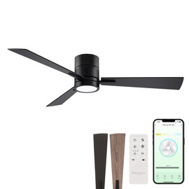 Bali Smart 3-Blade 52in Ceiling Fan 2700K-6000K CCT Selectable LED Light Kit with Remote Control and Black Hardware with Reversible Blades in Weathered Wood or Black Works With iOS or Android App