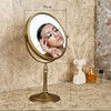 Leyden Antique Brass Makeup Mirror, 3X Magnifying Vanity Mirror Tabletop