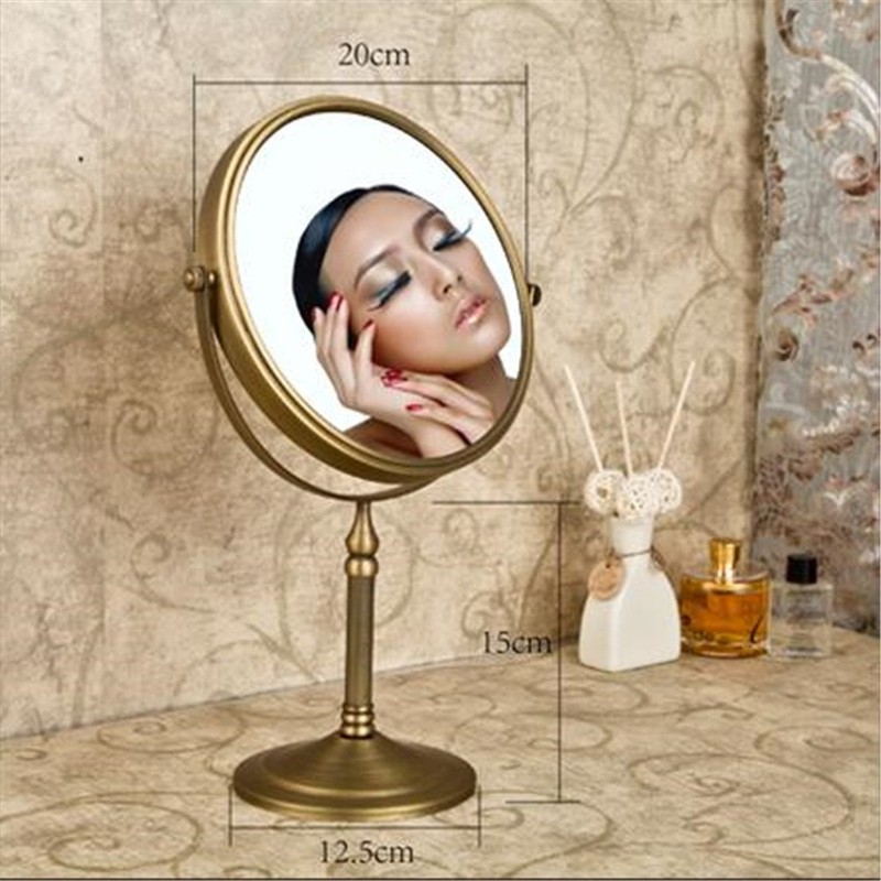 Leyden Antique Brass Makeup Mirror, 3X Magnifying Vanity Mirror Tabletop