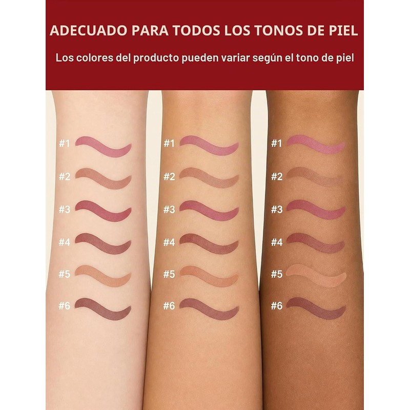 Erinde Lápiz Delineador de Labios Líquido con Pincel, Resistente al