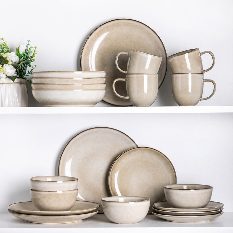 AmorArc Stoneware Dinnerware Sets for 4, 12 Pieces Handpainted Ceramic
