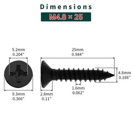 #10 x 1 Flat Head Wood Screws (50 pcs), 18-8 (304) Stainless Steel, Phillips Drive Flat Head Self Tapping Screws, Black Oxide Coated Sheet Metal Screws, Fayeploo (with Phillips Driver Bit)