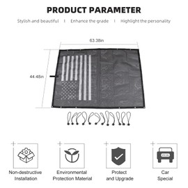 CheroCar for Jeep Wrangler TJ Sun Shade Mesh Shade Bikini Top UV Protection Cover for 1997-2006 Jeep Wrangler TJ (Black and White US Flag)