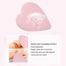 5 Esponjas Faciales para Limpieza, Esponja de Limpieza Facial en Forma de Corazón, Almohadillas de Lavado Facial para Eliminar Maquillaje Exfoliante Esponja Facial