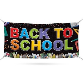 Back to School Banner Sign - 13 Oz Waterproof Perfect for Teachers, Classroom, Back to School Party Vinyl Banner with Metal Grommets, VP3323