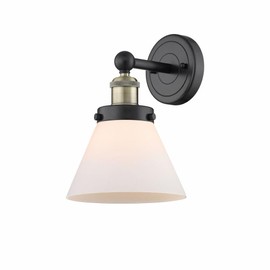 Innovations Lighting Cone - 1 Light Wall Sconce in Industrial Style-11.5 Inches Tall and 7.75 Inches Wide-Black Antique Brass Finish-Matte Wh