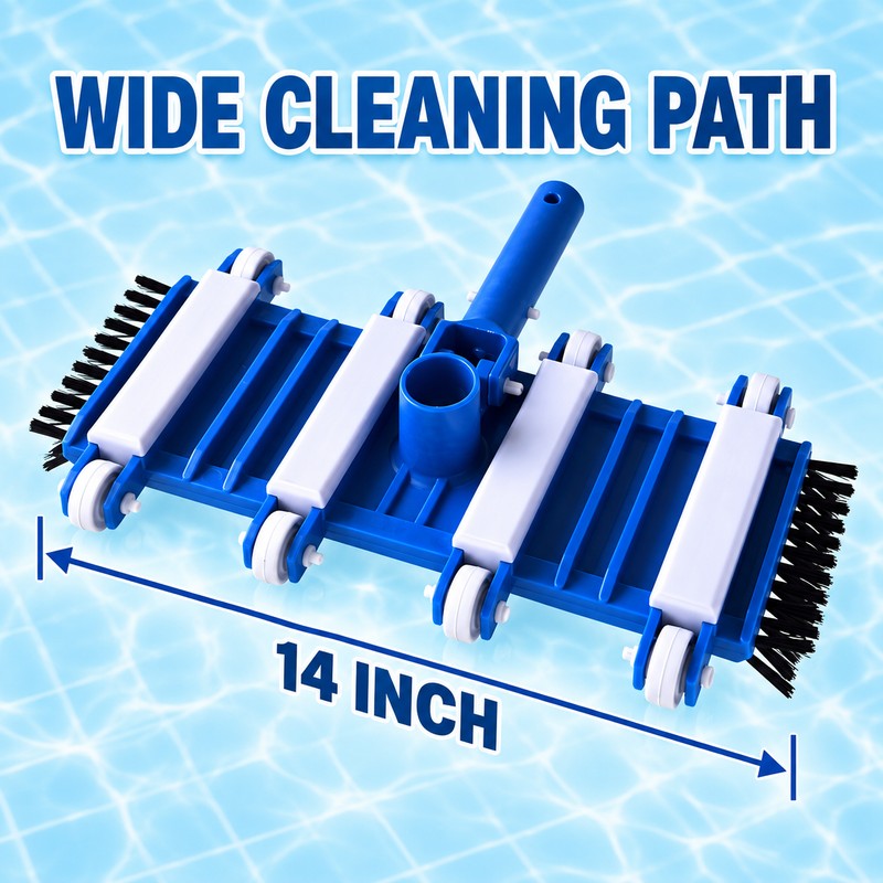 14 Inch Swimming Pool Vacuum Head with Wheels, Side and