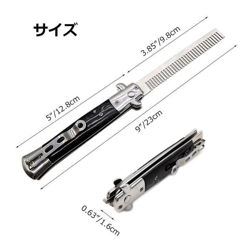 Stainless Steel Compact Portable Automatic Switch Folding Comb Mini Size