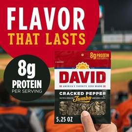 DAVID Jumbo Sunflower Seeds, Cracked Pepper Flavor, 5.25 oz.