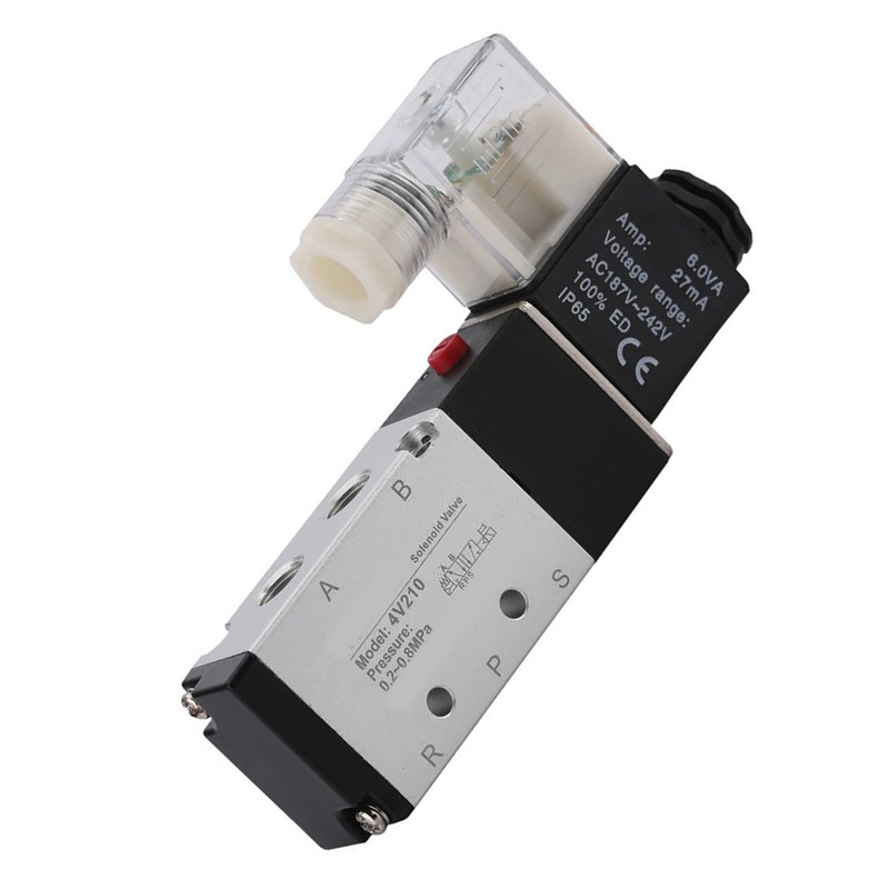2 Position 5 Way Pneumatic Solenoid Valve Aluminium Alloy Wear