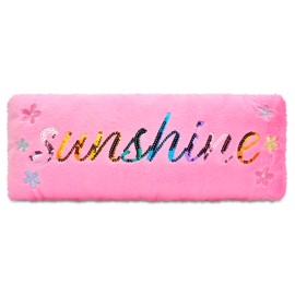 iscream Spring Sunshine Sequin, Embroidery and Plush Fleece 16" x 6" Rectangular Accent Pillow